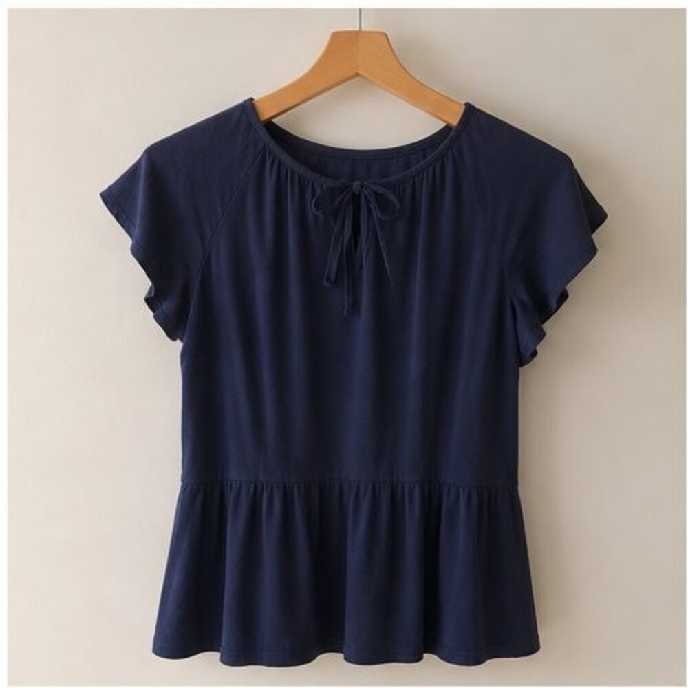 Navy Puff Sleeve Top